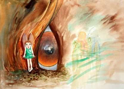 A huge eye appeared in the knot hole. It was the eye of Greybold, waiting to tell the king and queen of some special news.