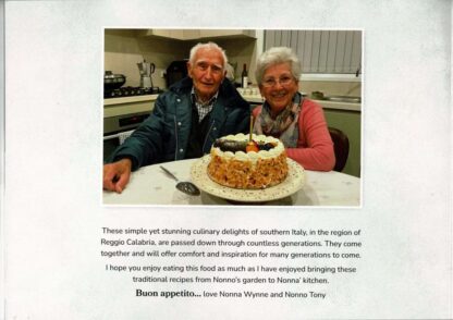 The back cover of "from Nonno's garden to Nonna's kitchen" with Tony and Wynne
